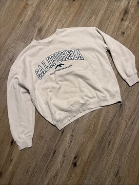 Reflex Cream Embroidered ‘California' Crewneck Sweatshirt